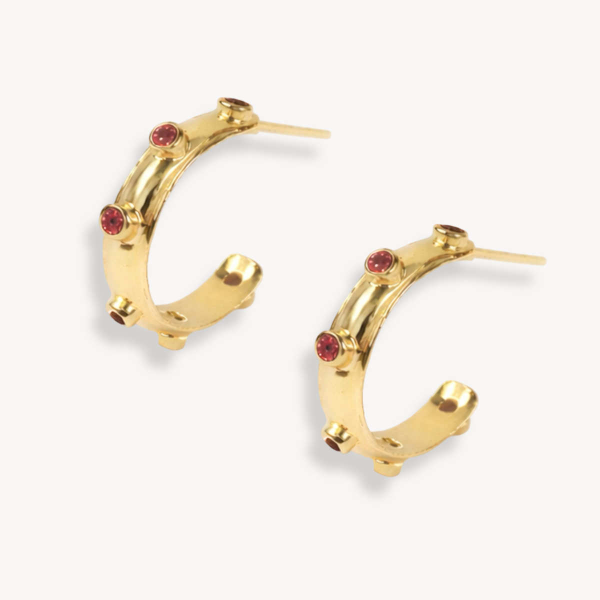 Garnet Gold Orbit Hoops