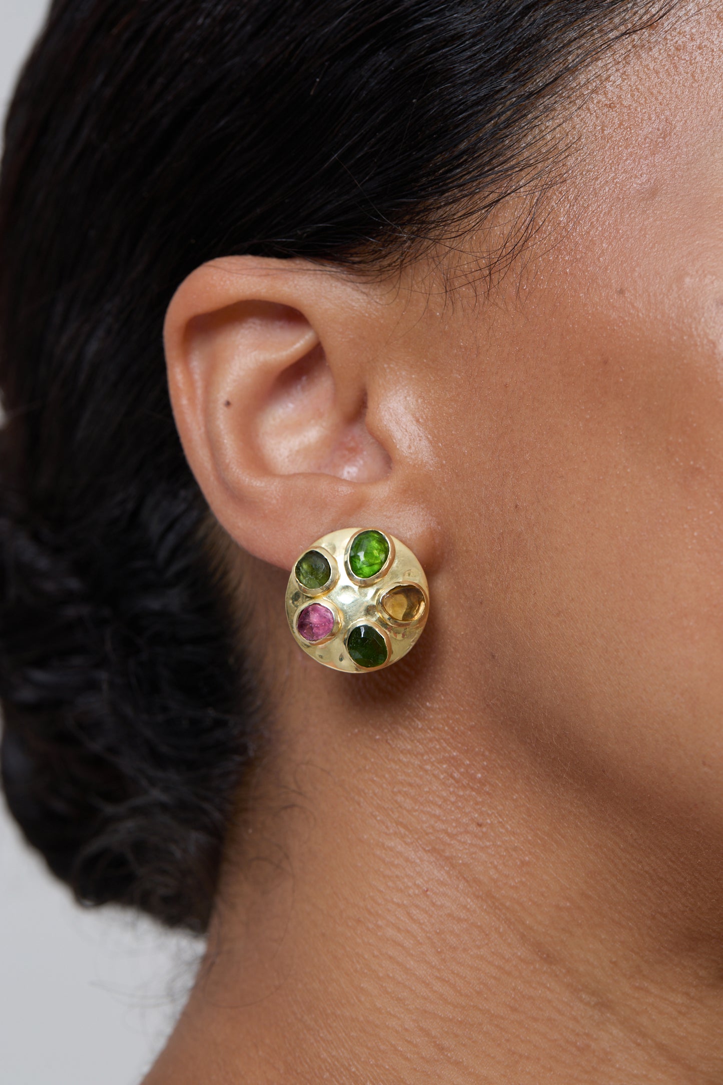 Gem Shields Large Round Earrings