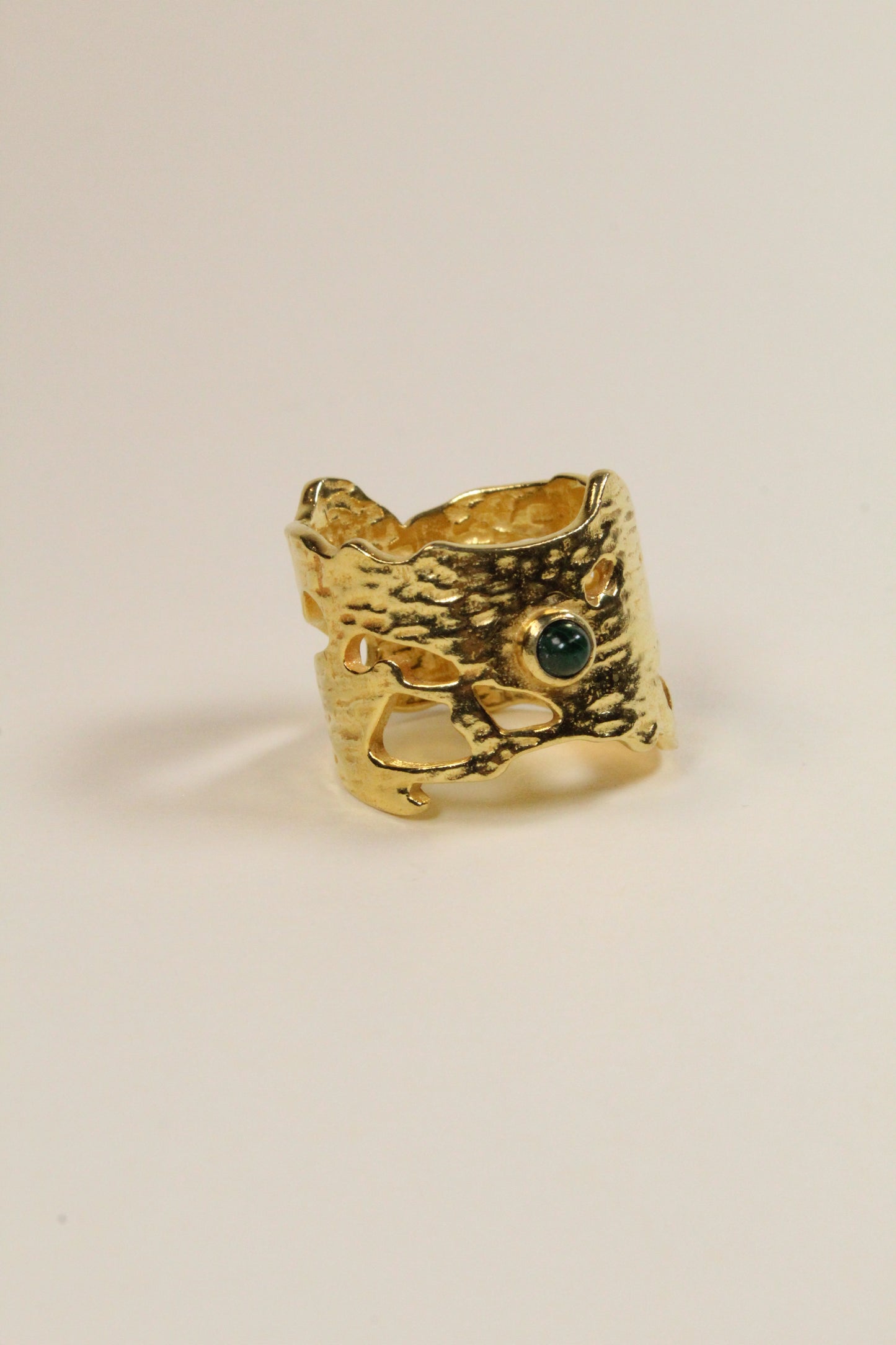Green Malachite Gilded Reef Ring