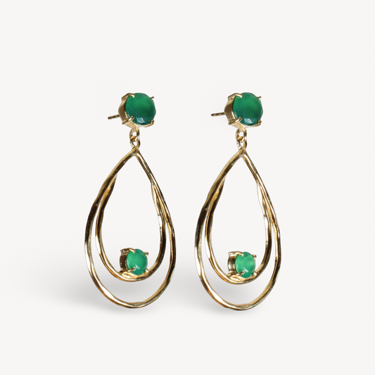 Green Onyx Double Drop Earrings