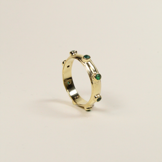 Green Onyx Gold Orbit Stacking Ring