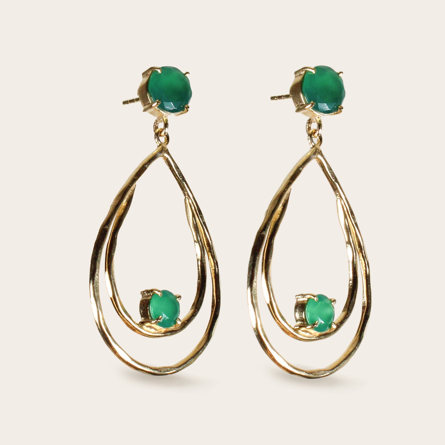 Green Onyx Double Drop Earrings
