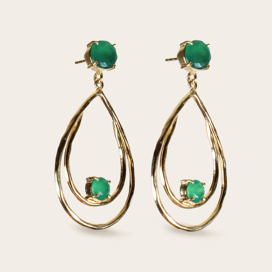 Green Onyx Double Drop Earrings