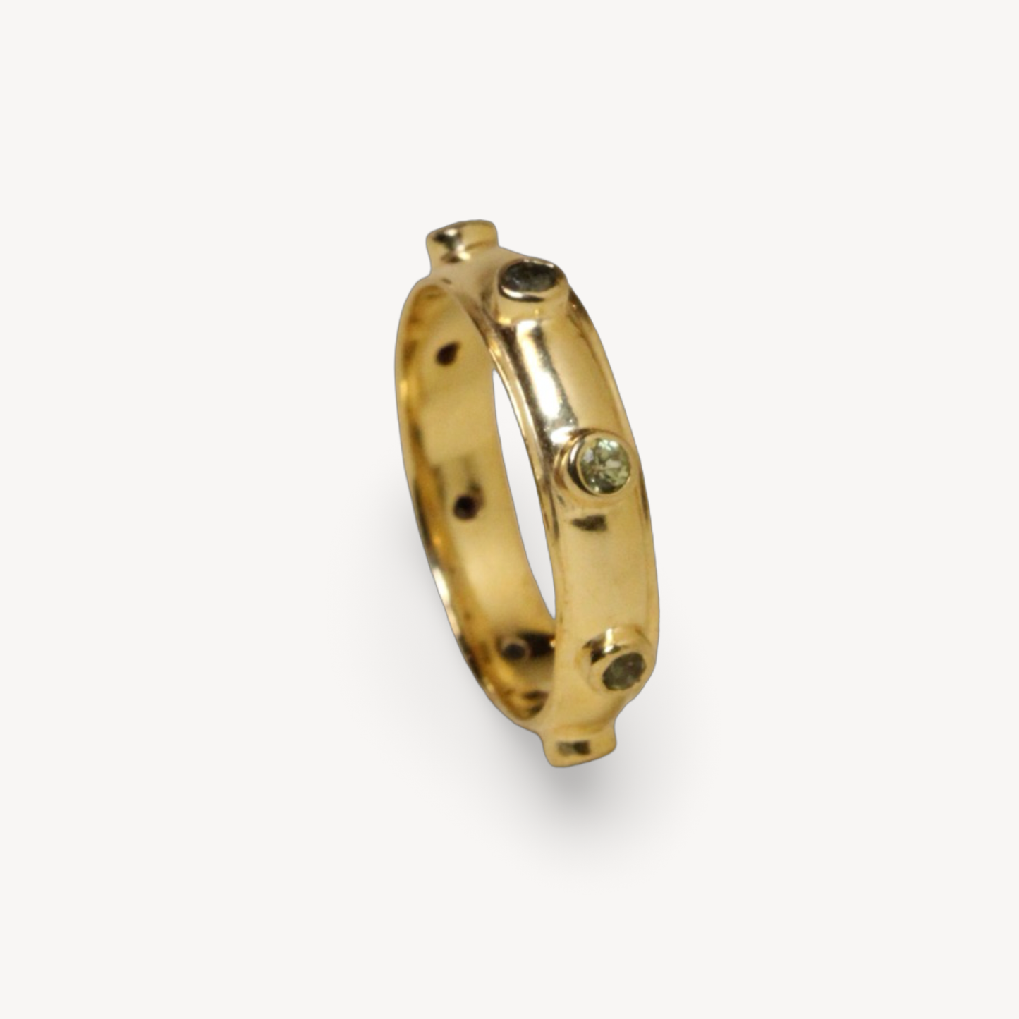 Green Peridot Gold Orbit Ring