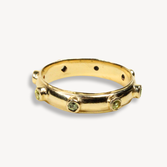 Green Peridot Gold Orbit Ring