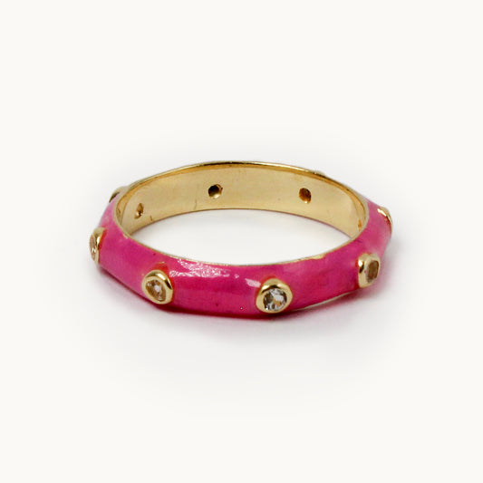 Lollipop Pink Enamel Candy Stacking Ring