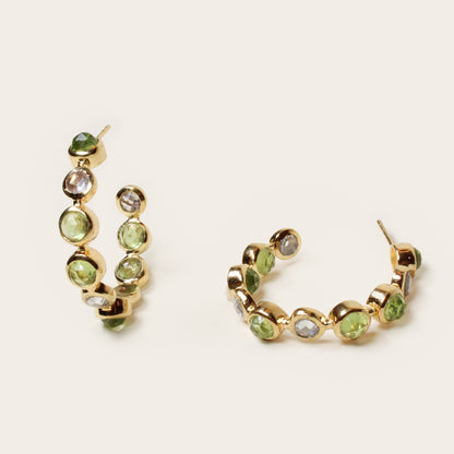 Green Peridot Bon Bon Hoops