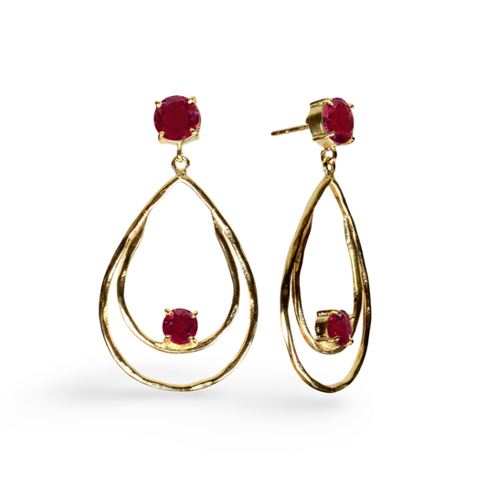 Ruby Quartz Double Drop Earrings