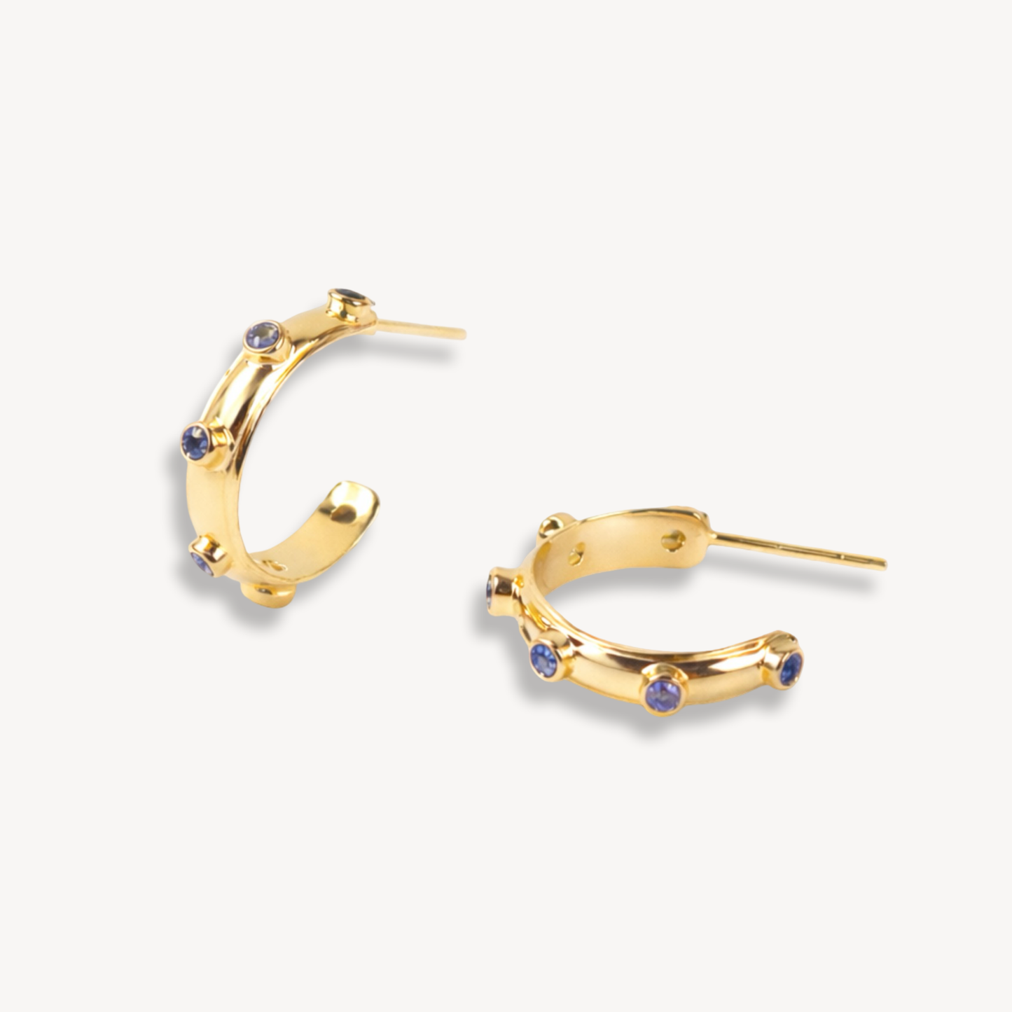 Purple Iolite Gold Orbit Hoops
