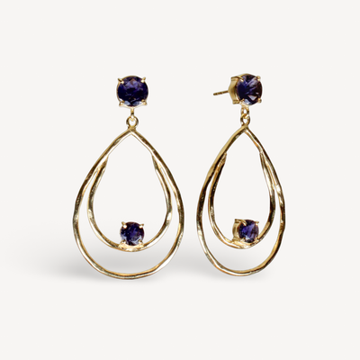 Purple Iolite Double Drop Earrings