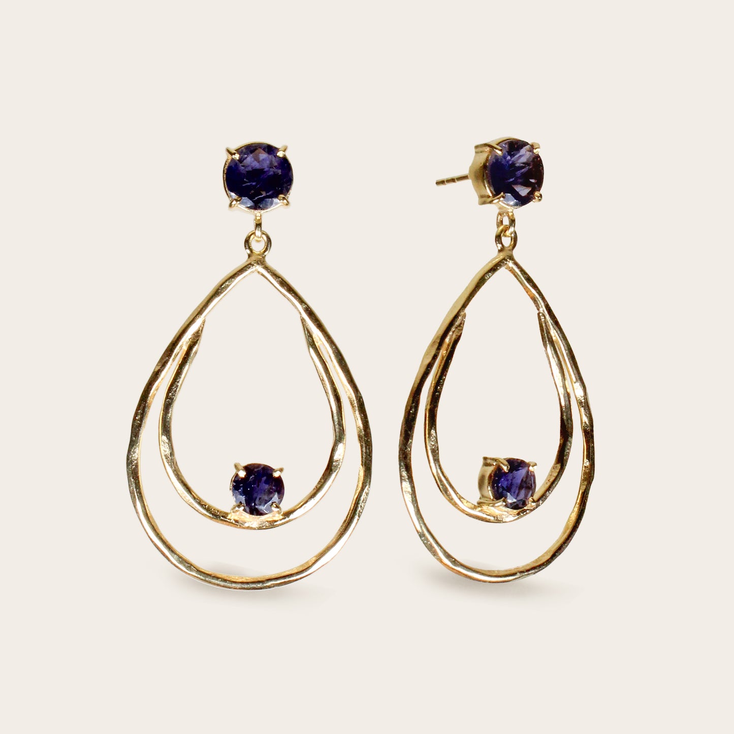 Purple Iolite Double Drop Earrings