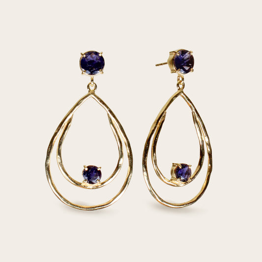 Purple Iolite Double Drop Earrings