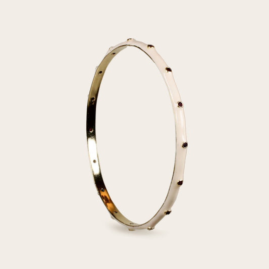 Marshmallow Ivory Stacking Bangle with Garnet