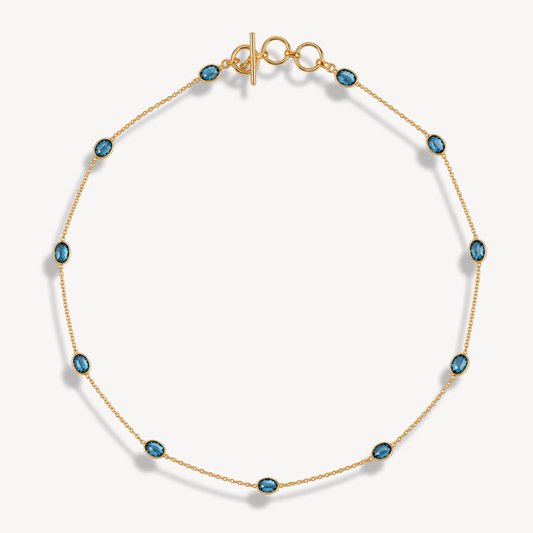 London Blue Topaz Dapple Oval Necklace