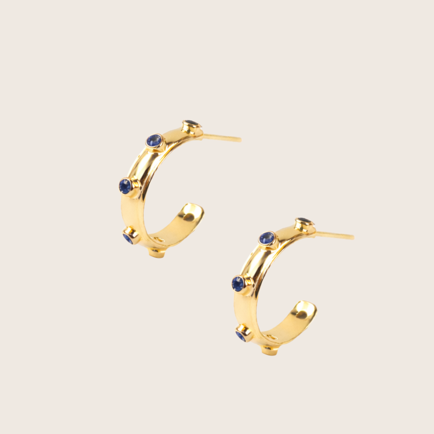 Blue Lapis Gold Orbit Hoops
