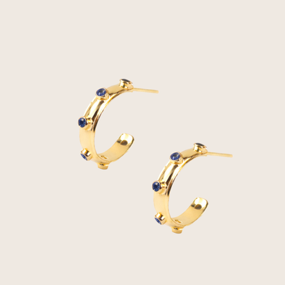 Blue Lapis Gold Orbit Hoops