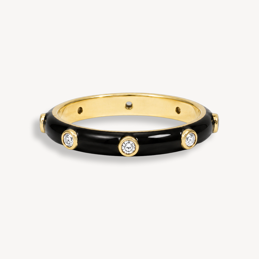 Liquorice Black Enamel Ring