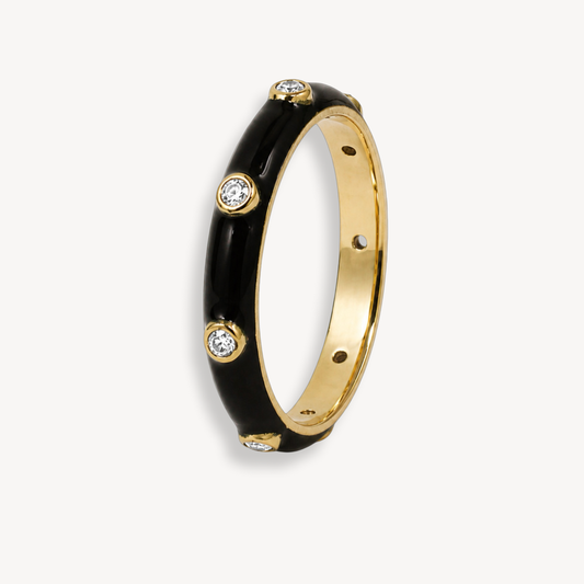 Liquorice Black Enamel Ring