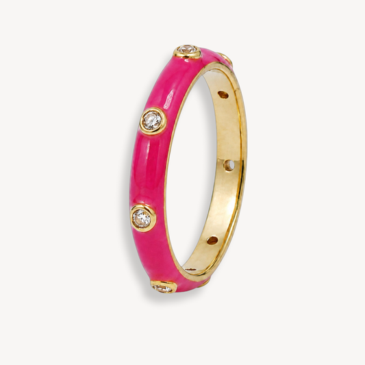 Lollipop Pink Enamel Ring