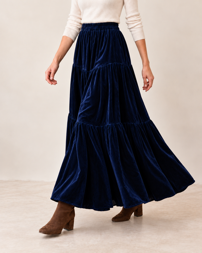 Navy Velvet Skirt