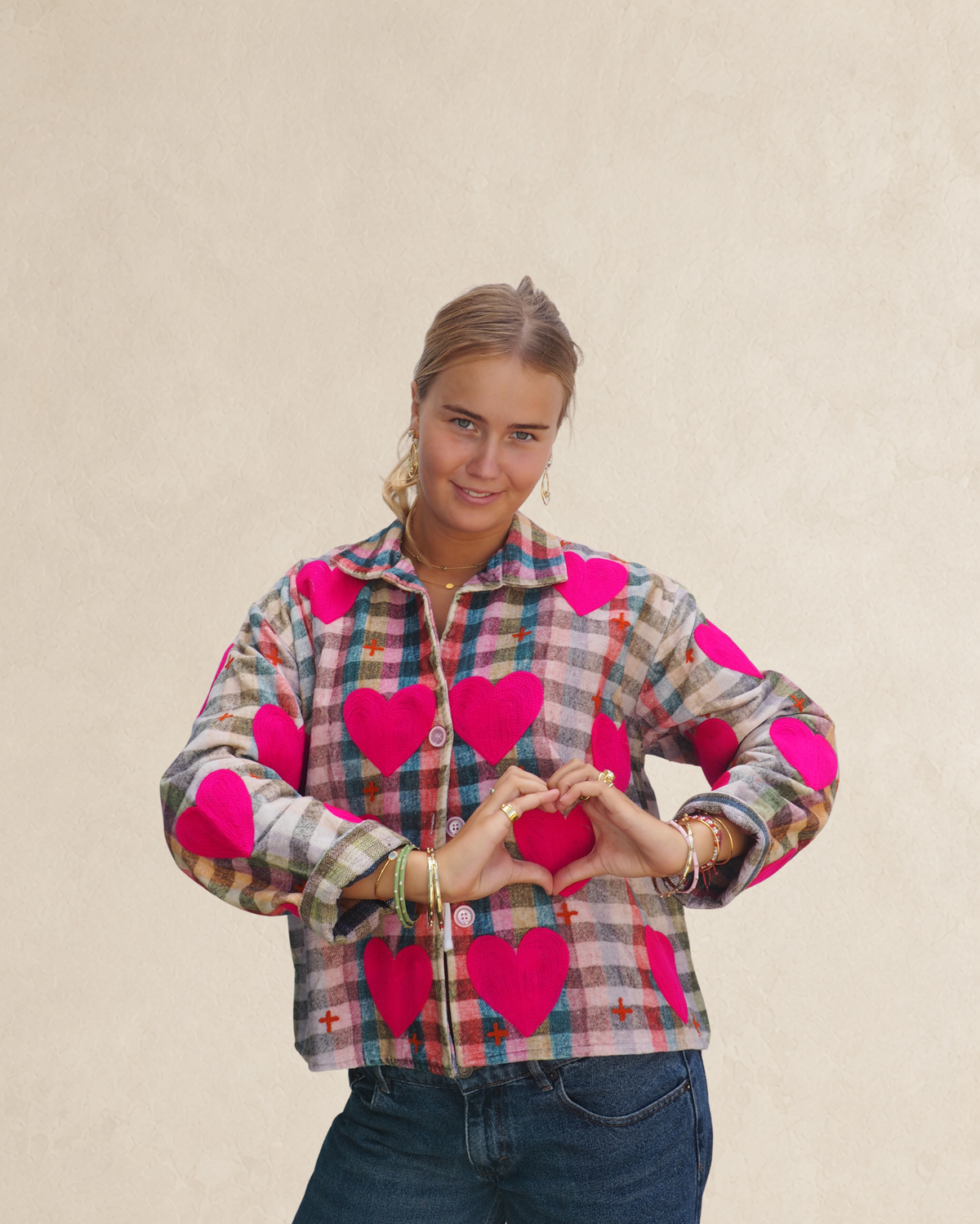 Multi-Colour Heart Embroidered Jacket