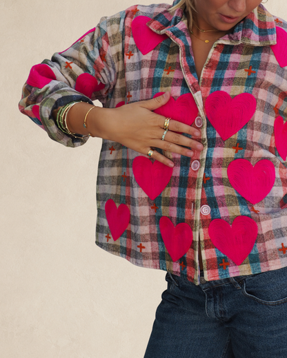 Multi-Colour Heart Embroidered Jacket