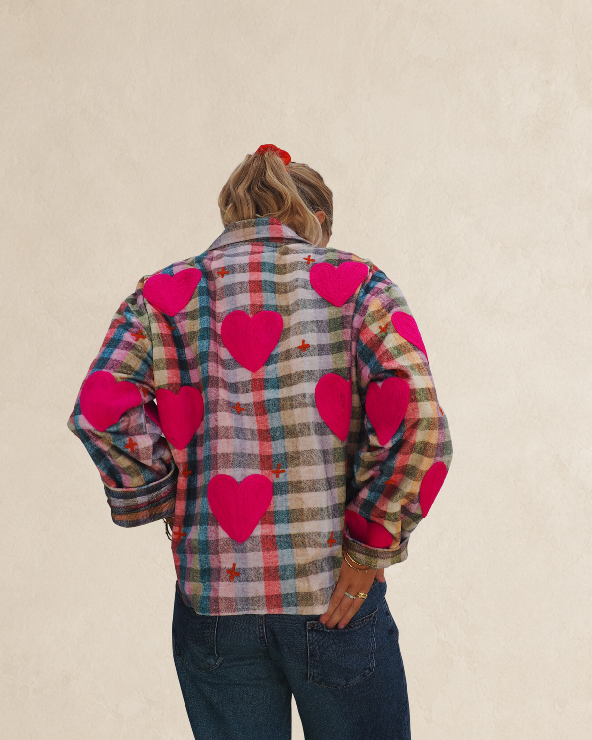 Multi-Colour Heart Embroidered Jacket