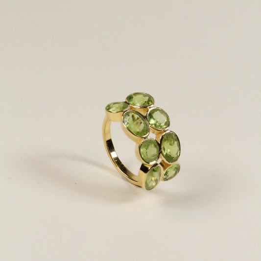 Green Peridot Parallel Ring
