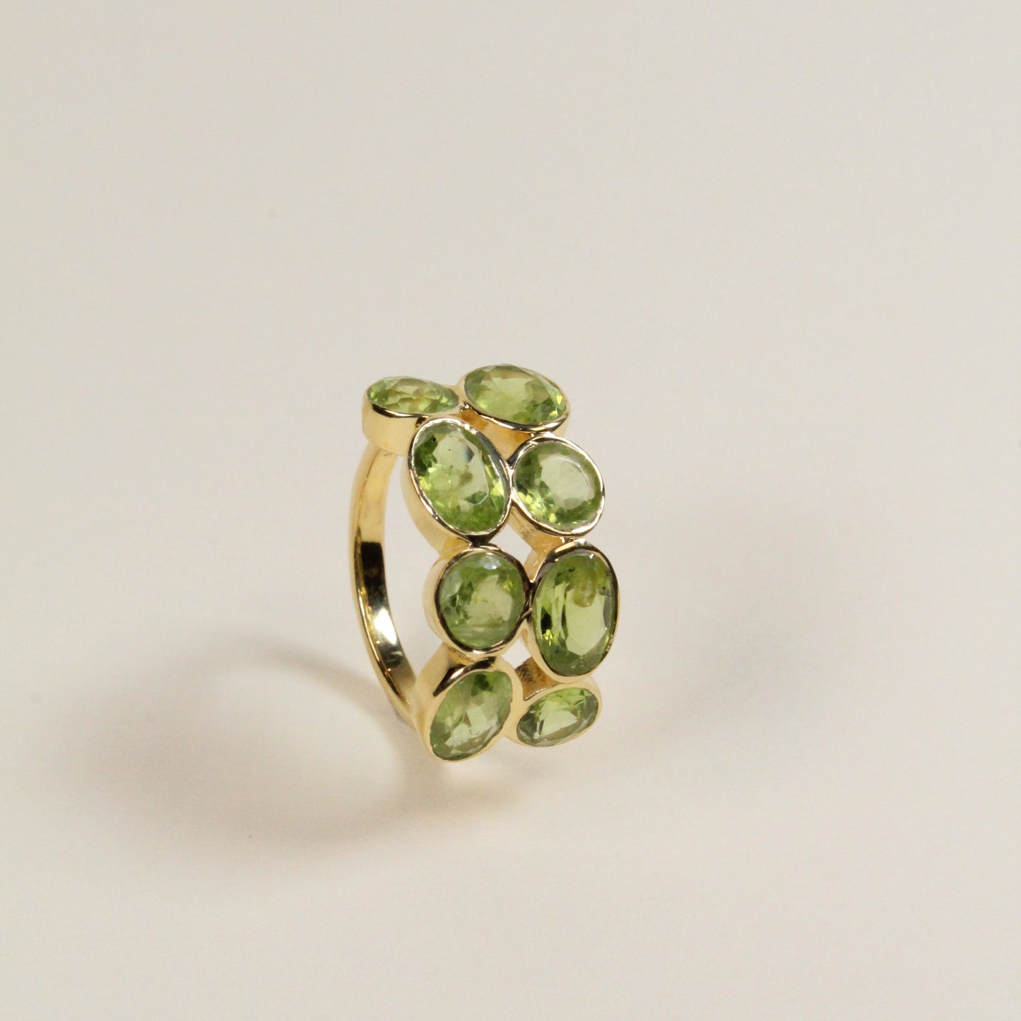 Green Peridot Parallel Ring