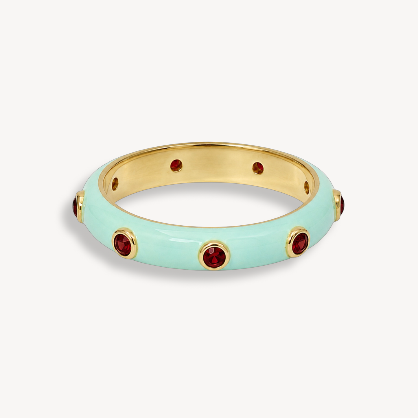 Peppermint Green Enamel Ring