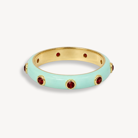 Peppermint Green Enamel Ring