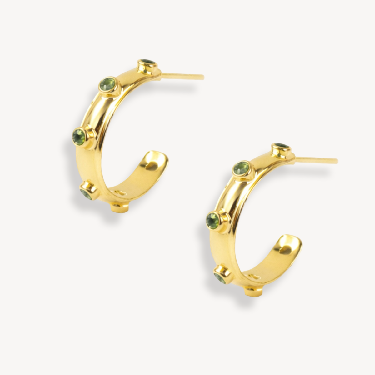 Peridot Gold Orbit Hoops