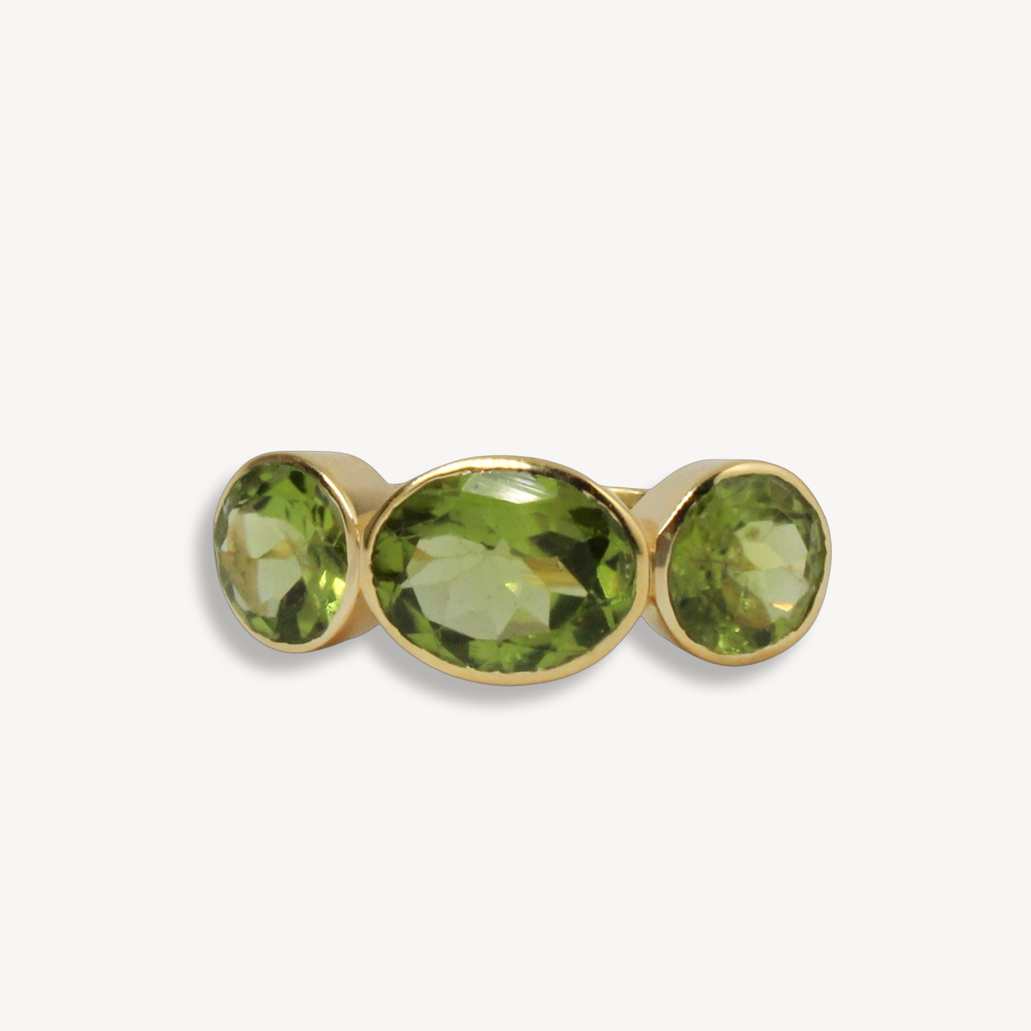 Green Peridot Triad Ring