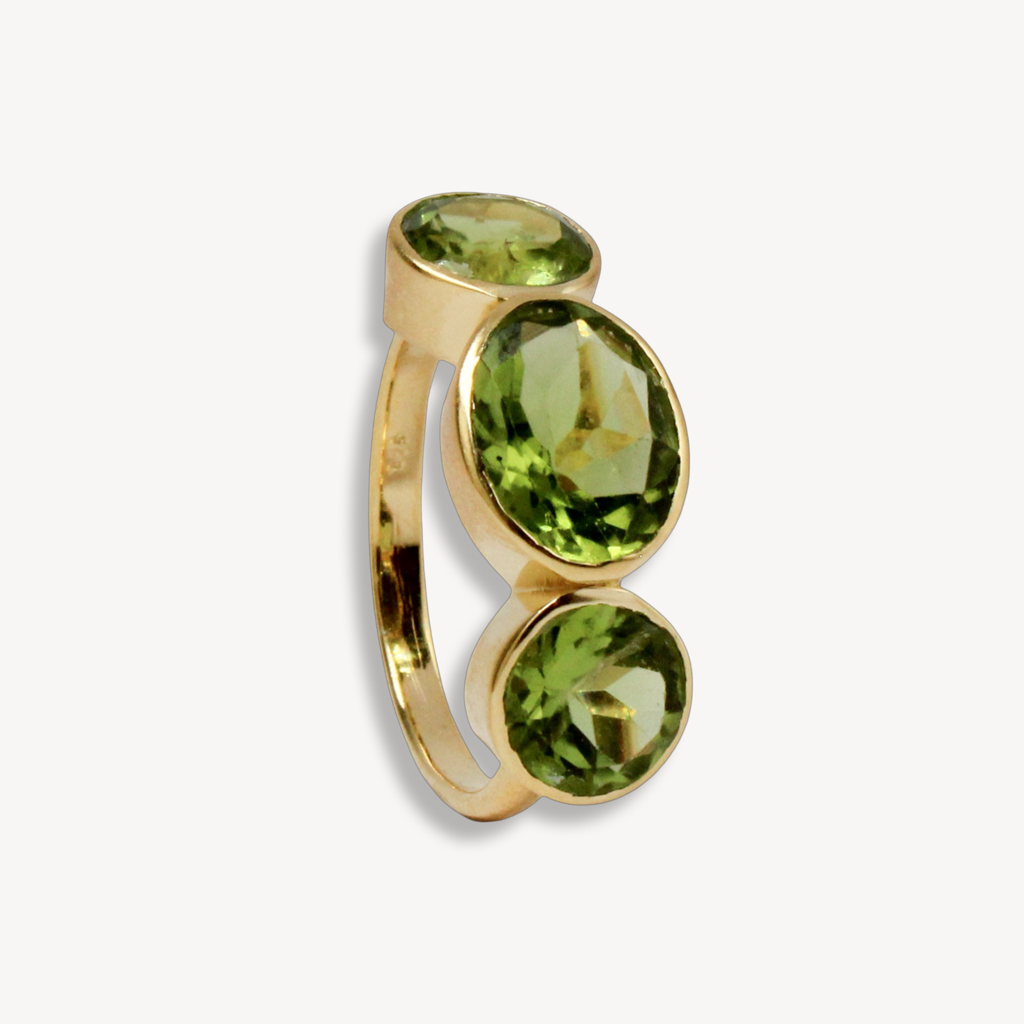 Green Peridot Triad Ring