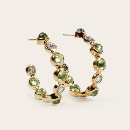 Green Peridot Bon Bon Hoops