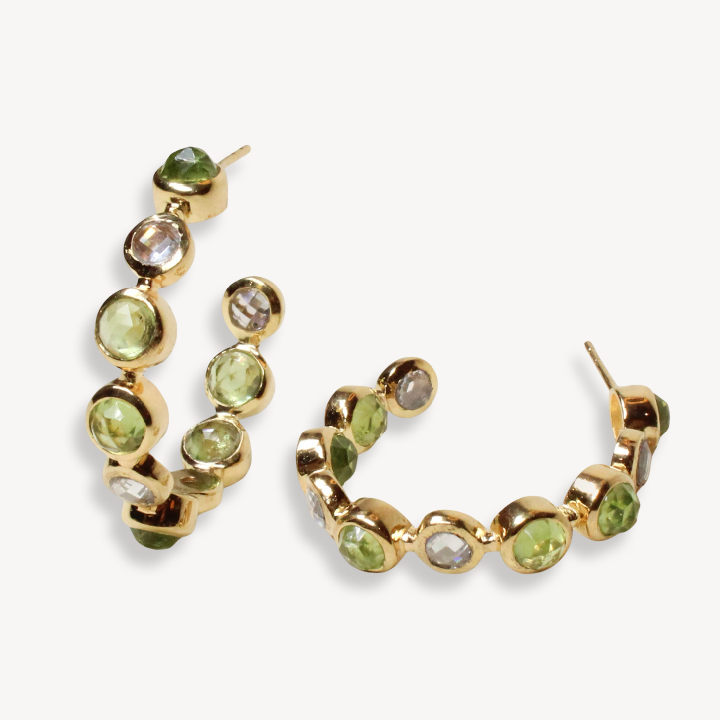 Green Peridot Bon Bon Hoops