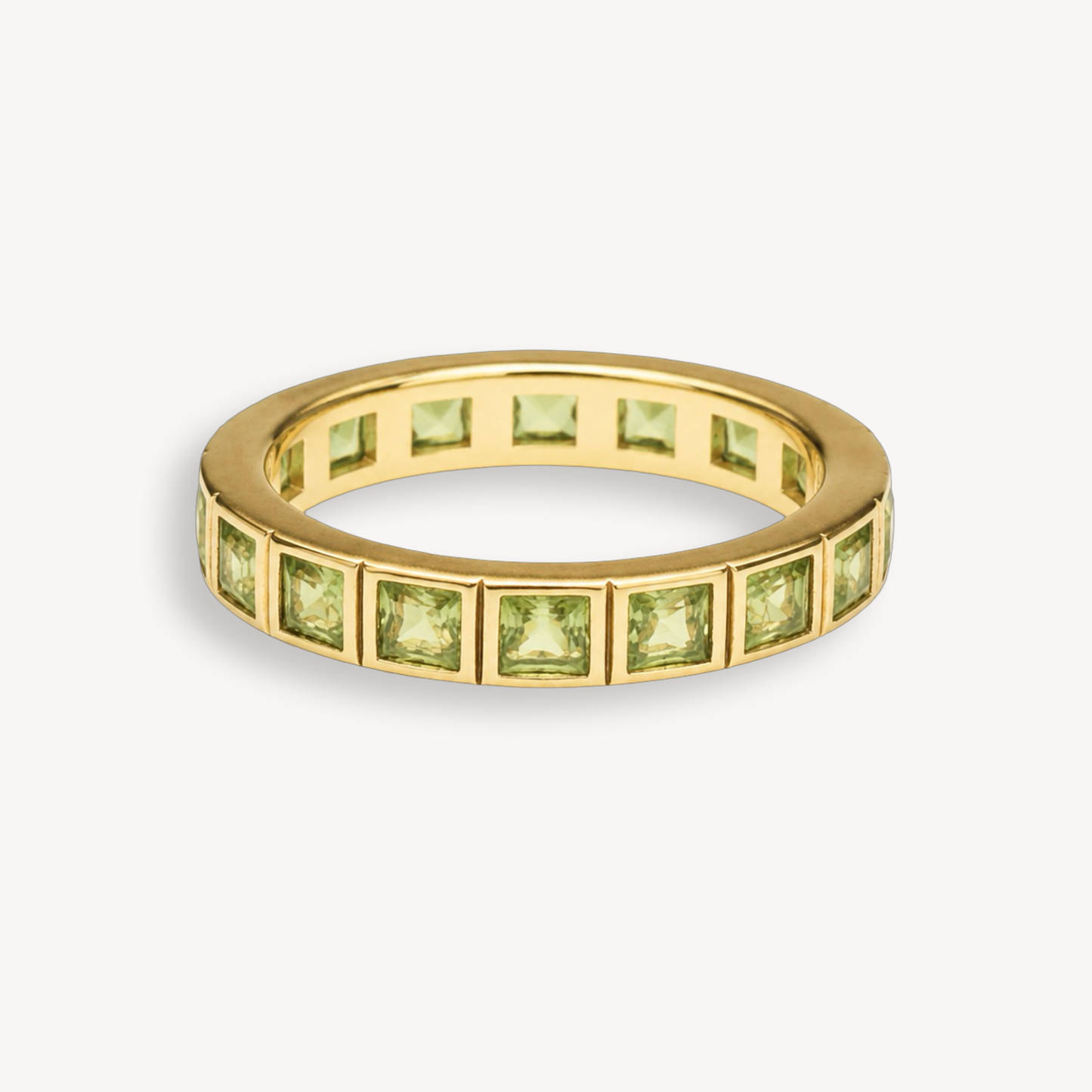 Green Peridot Eternity Ring