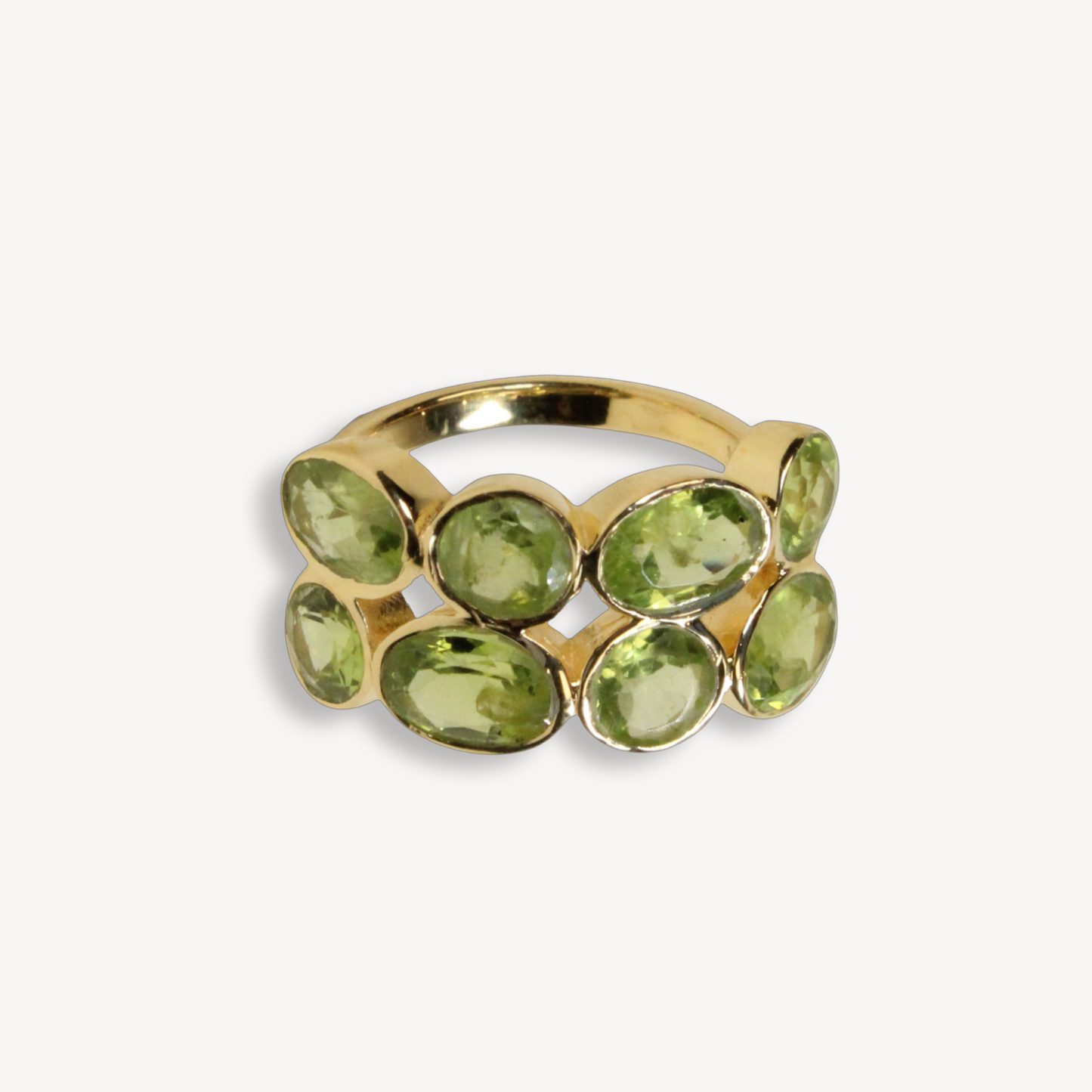 Green Peridot Parallel Ring