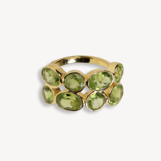 Parallel Ring - Green Peridot