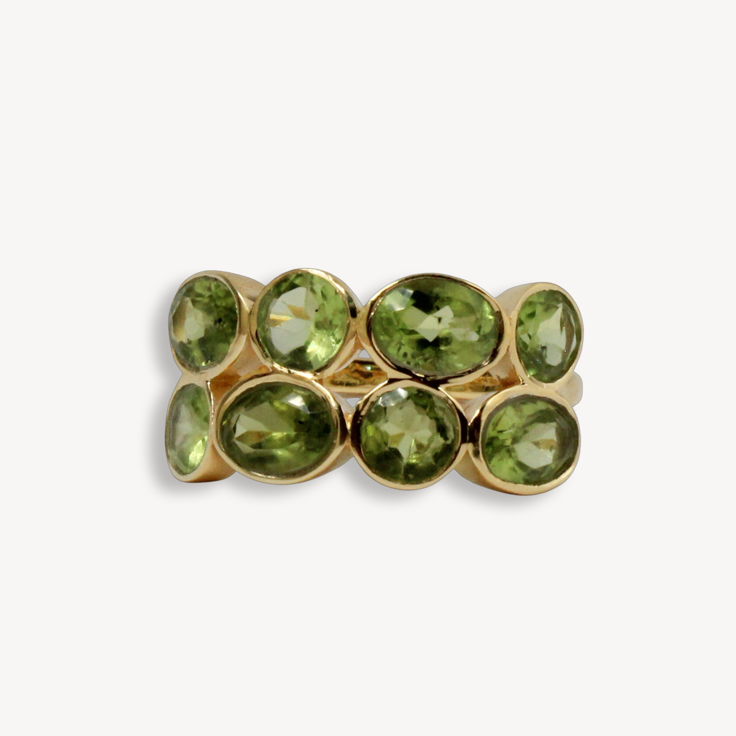 Green Peridot Parallel Ring