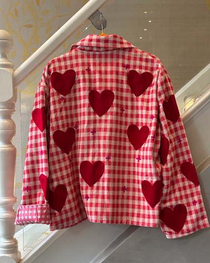Pink Heart Embroidered Jacket