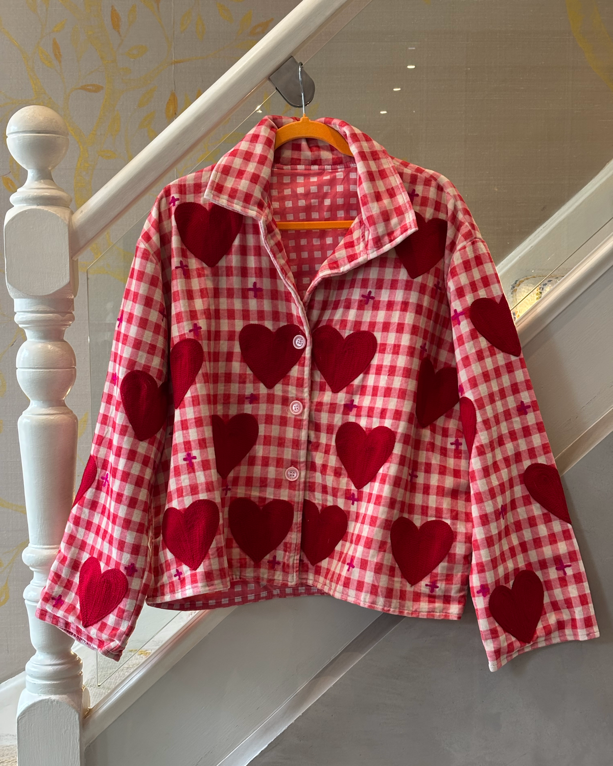 Pink Heart Embroidered Jacket