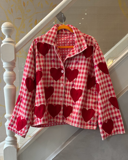 Pink Heart Embroidered Jacket