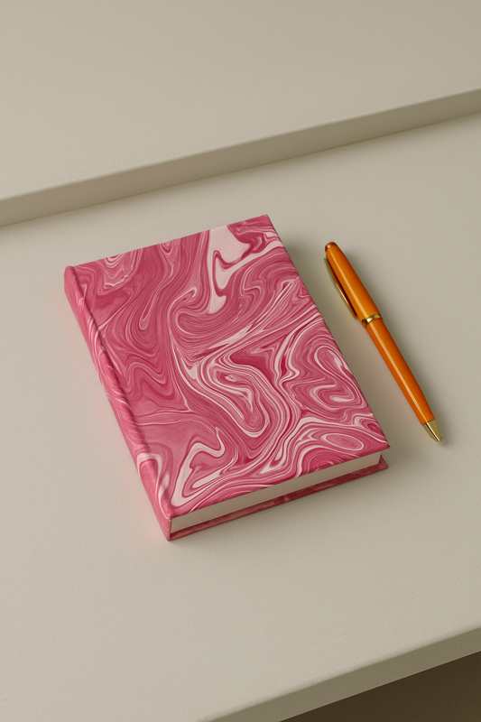 Pink Hand-Marbled Notebook