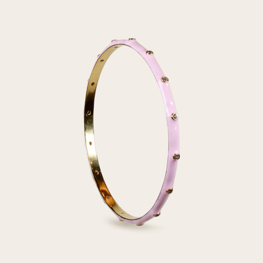 Bubblegum Pink Enamel Stacking Bangle with White CZ