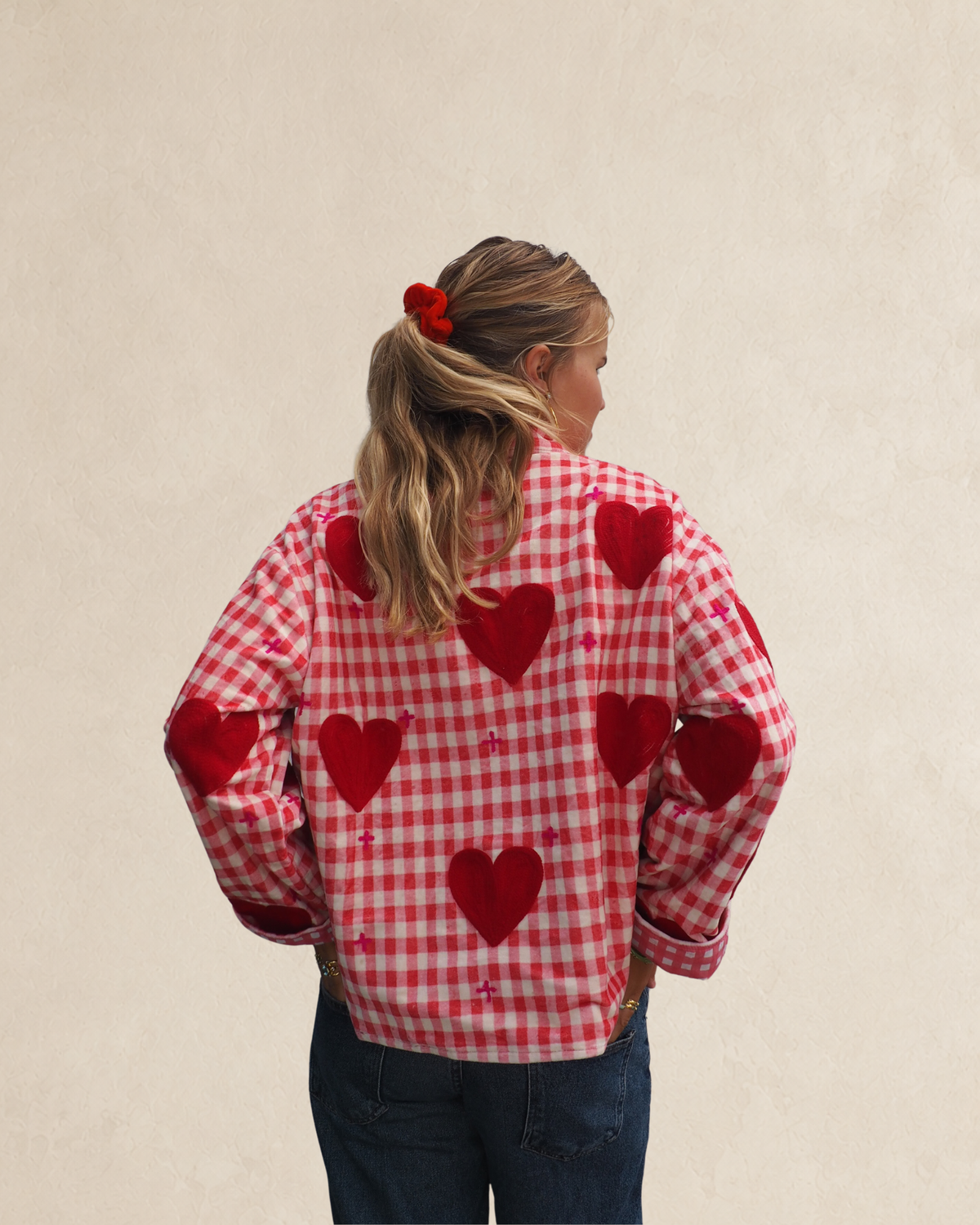 Pink Heart Embroidered Jacket
