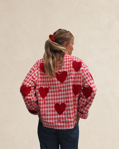 Pink Heart Embroidered Jacket