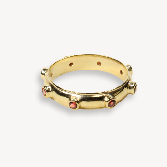 Red Garnet Gold Orbit Ring
