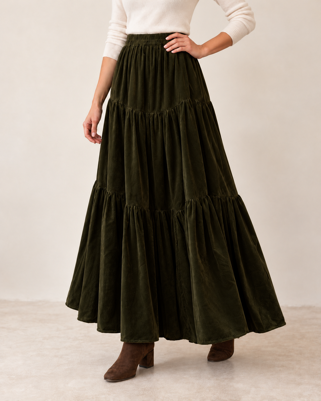 Green Velvet Skirt