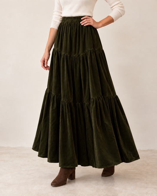 Green Velvet Skirt